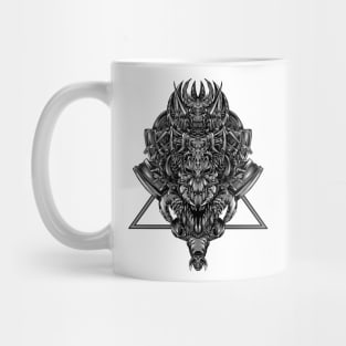 monochrome venom skull and horn Mug